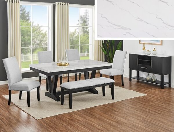 1319-6P-1320-SB VANCE FAUX TBL/SIDE CHAIRS,BENCH