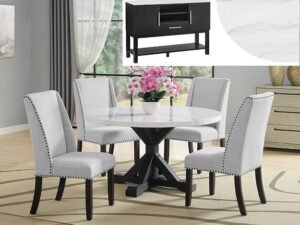 1320RD-1319-SB VARLEY MARBLE ROUND TBL,WING CHAIRS