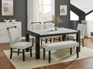 1322-6P JULES FAUX MARBLE DINING GROUP