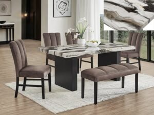 1420-6P VEGA FAUX MARBLE DINING GROUP
