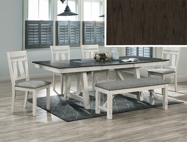 2158CG-6P MARIBELLE 6P W/BENCH CHALK WARMGREY