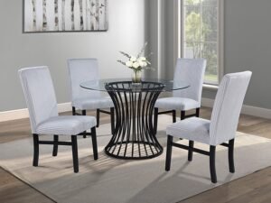 2202-5P/LG TRACY DINING GROUP LIGHT GREY
