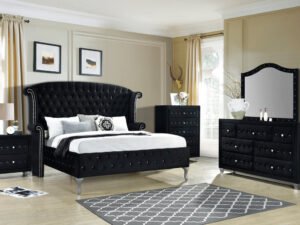 Diamond Palace Black 5PC Bedroom Set - Queen, King