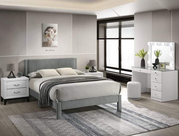 5097LG LUCIA BED FRAME LIGHT GRAY