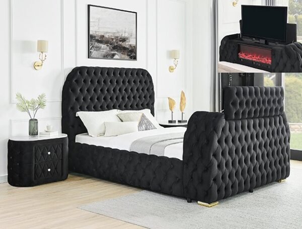 5115BK.jpg 5115BK NATALIA BED W/FIREPLACE,TV LIFT BK