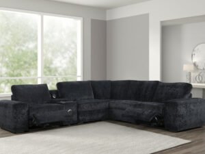Amelia Black Power Reclining Sectional (w/ Bluetooth Speakers)