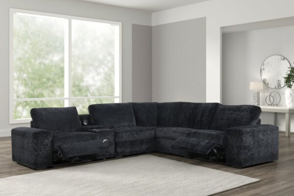 Amelia Black Power Reclining Sectional (w/ Bluetooth Speakers)