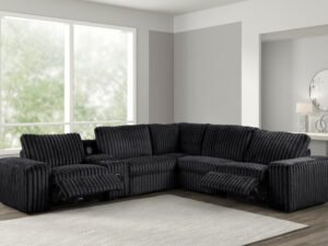 Amelia Onyx Power Reclining Sectional (w/ Bluetooth Speakers)