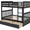 BB32 Full/Full Bunk Bed w/Twin Trundle Black