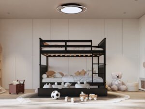 BB32 Full/Full Bunk Bed w/Twin Trundle Black