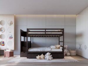 BB50 FULL/FULL Bunk Bed w/Twin Trundle + Staircase Storage