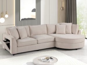 Elva Beige Sectional (w/ Reversible Chaise)