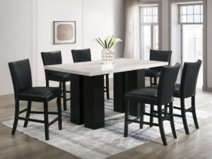 Finley PU - (GENUINE MARBLE) Counter Height Table & 6 Chairs