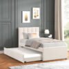 MAYA - Beige Twin Platform Bed w/ Trundle