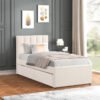 MAYA - Beige Twin Platform Bed w/ Trundle