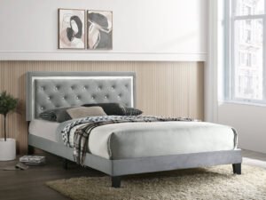 Passion Grey Velvet Platform Bed - King