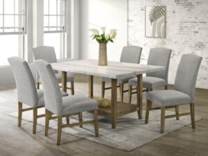 Lola10 - (GENUINE MARBLE) Table & 6-Chairs